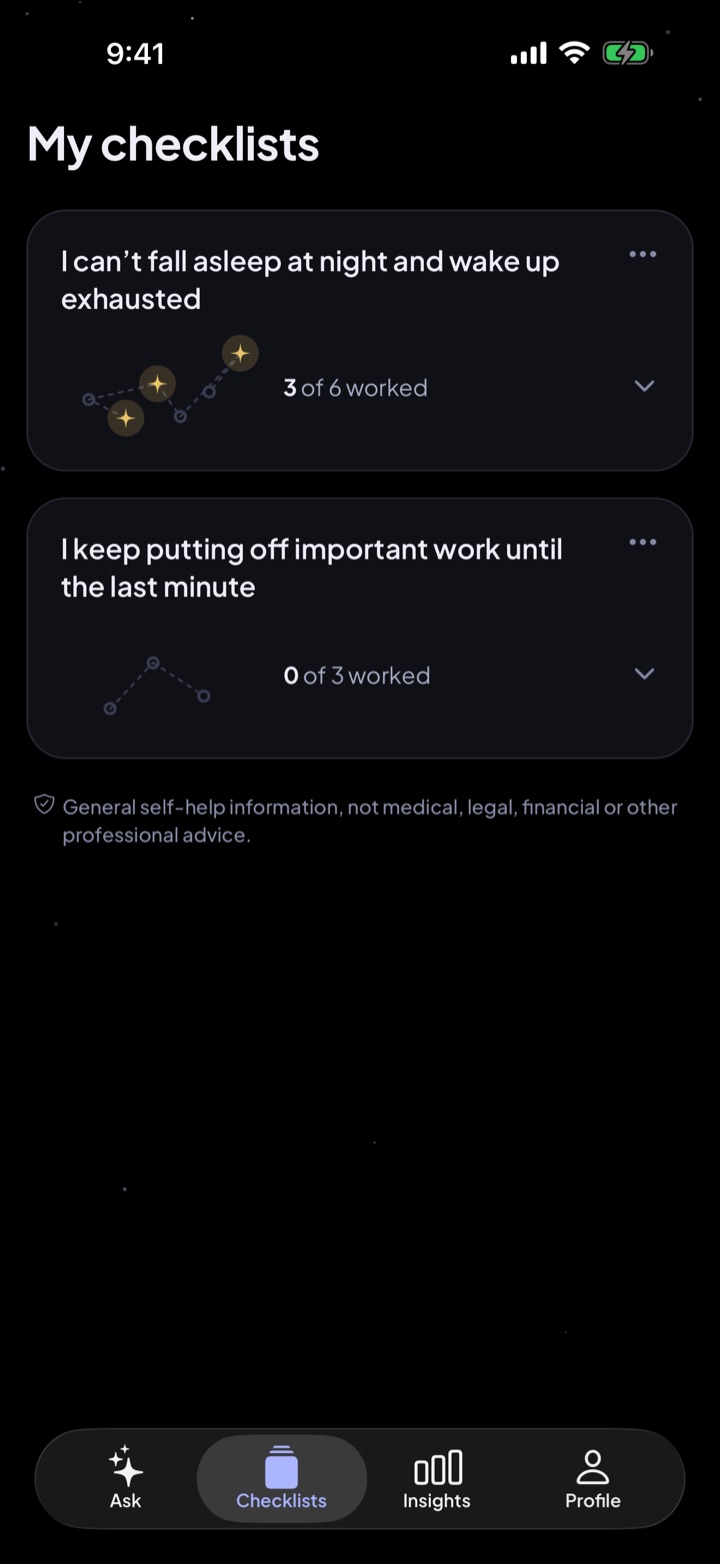 Checklist sharing screen showing how many others found each step helpful